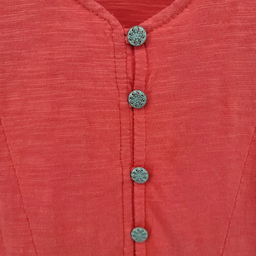 J. Jill Red Slub Cotton Long Sleeve V Neck Button Front Tunic Top XL - Picture 4 of 11